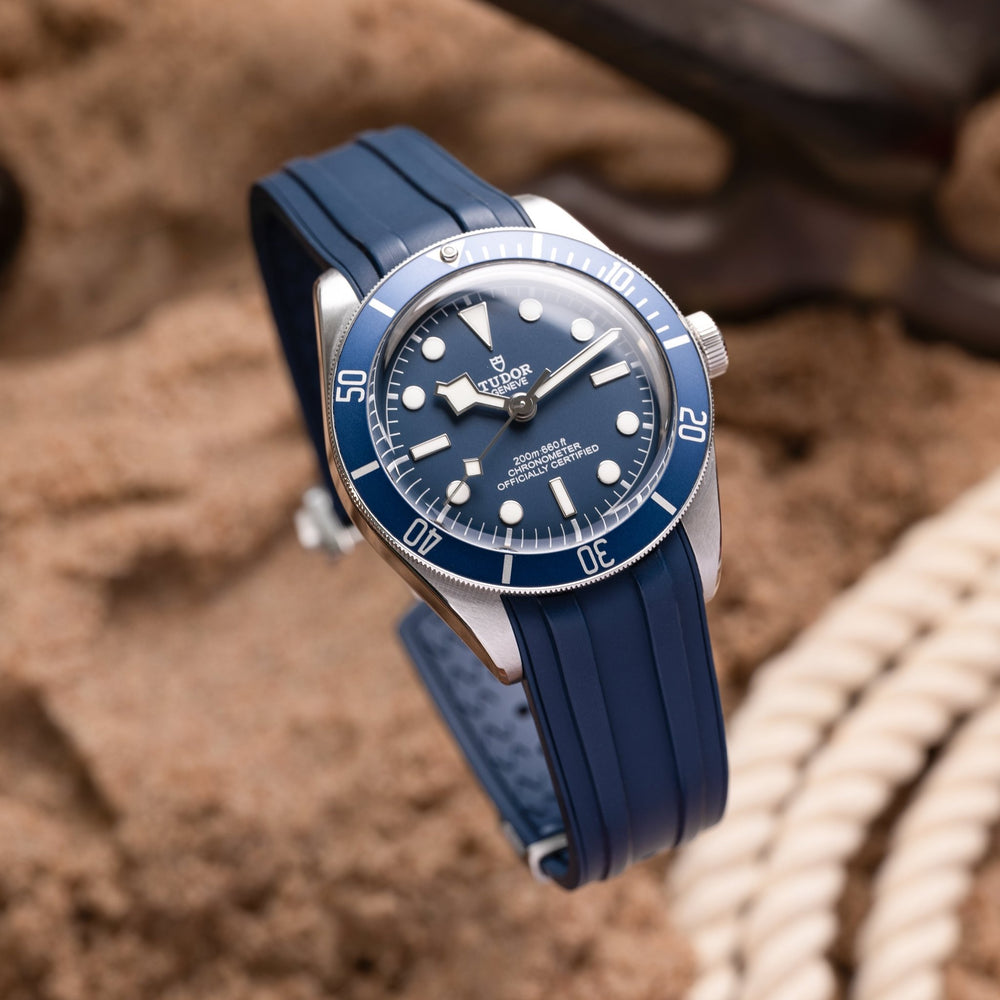 Deployant FKM Strap for Tudor Black Bay 58 - Navy Blue - Anchor Strap Co.