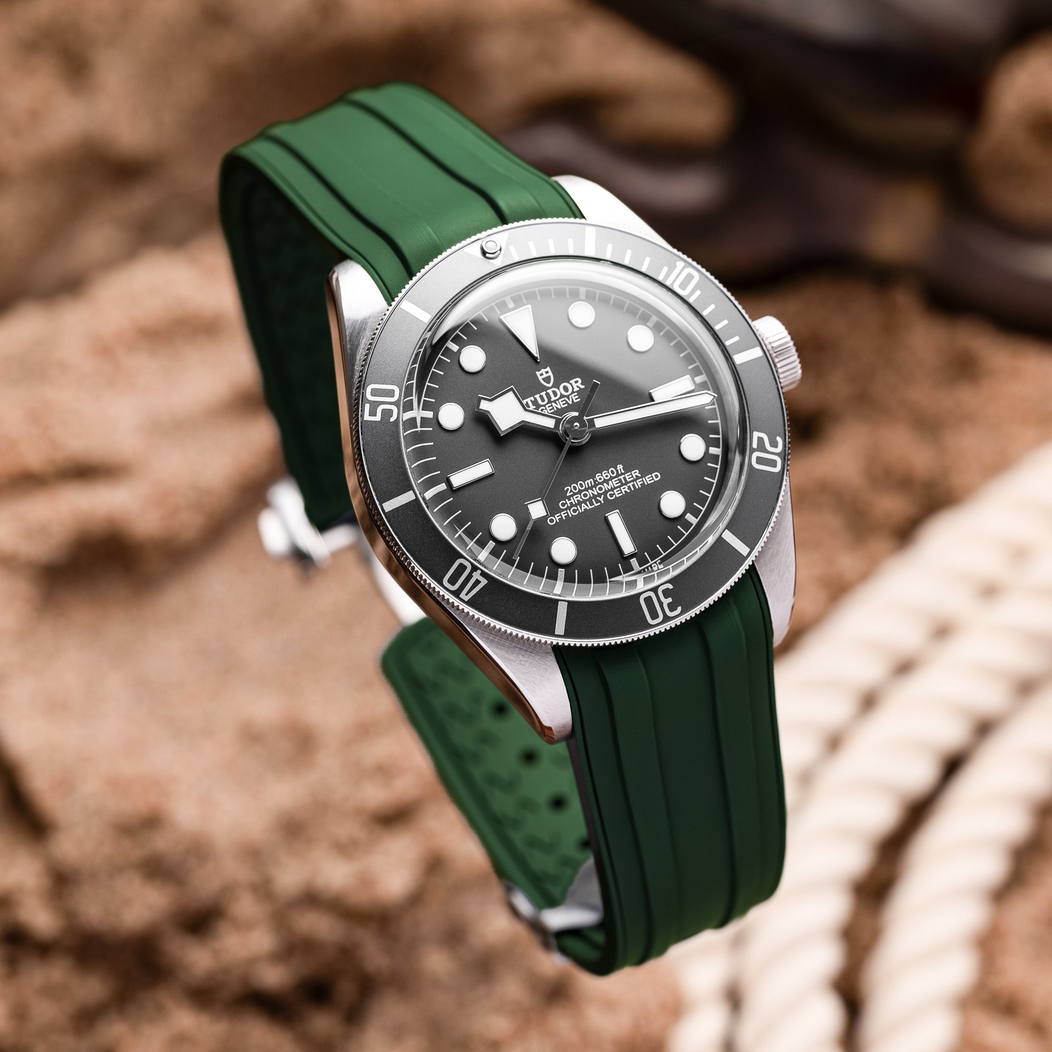 Deployant FKM Strap for Tudor Black Bay 58 - Seaweed Green