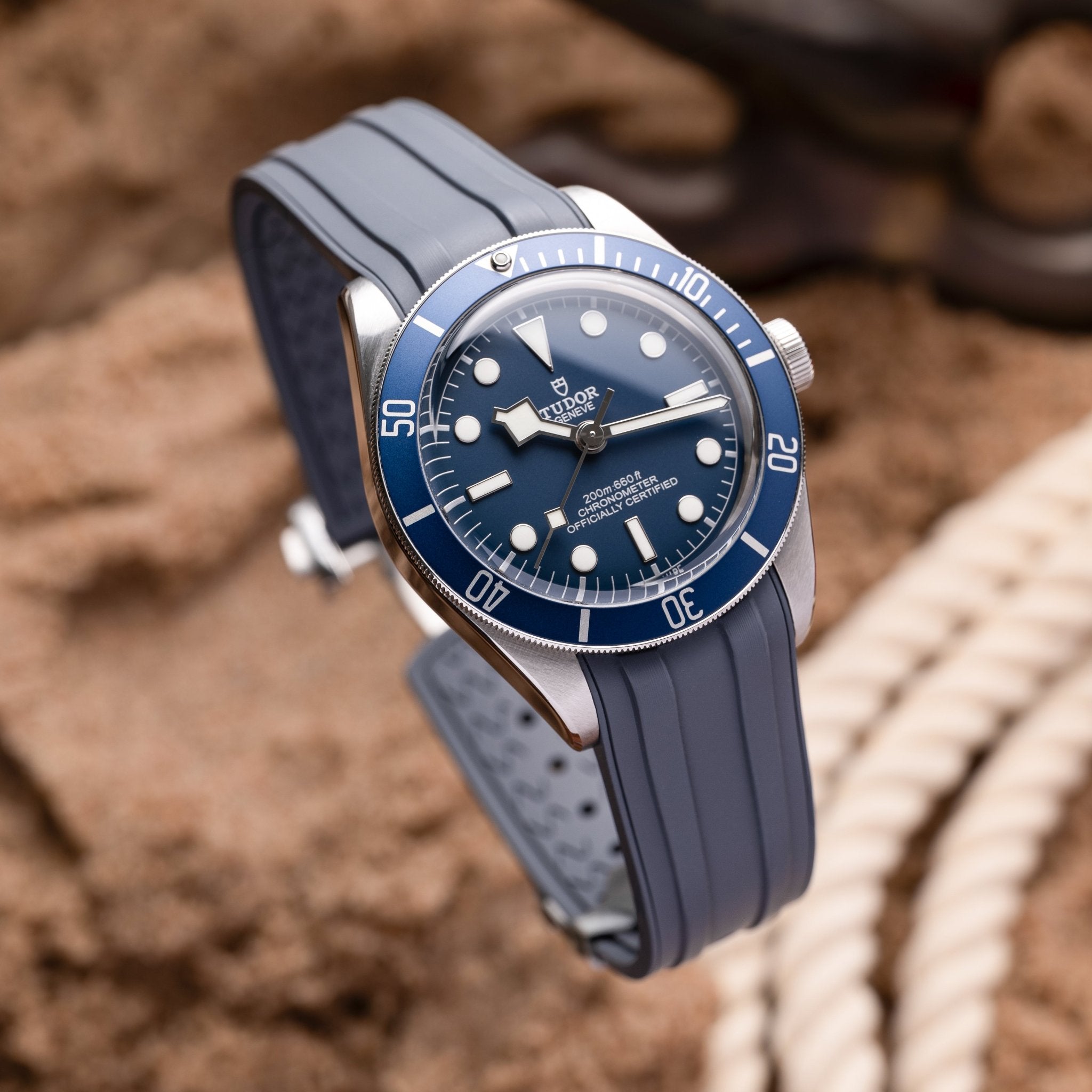 Deployant FKM Strap for Tudor Black Bay 58 - Storm Grey – Anchor