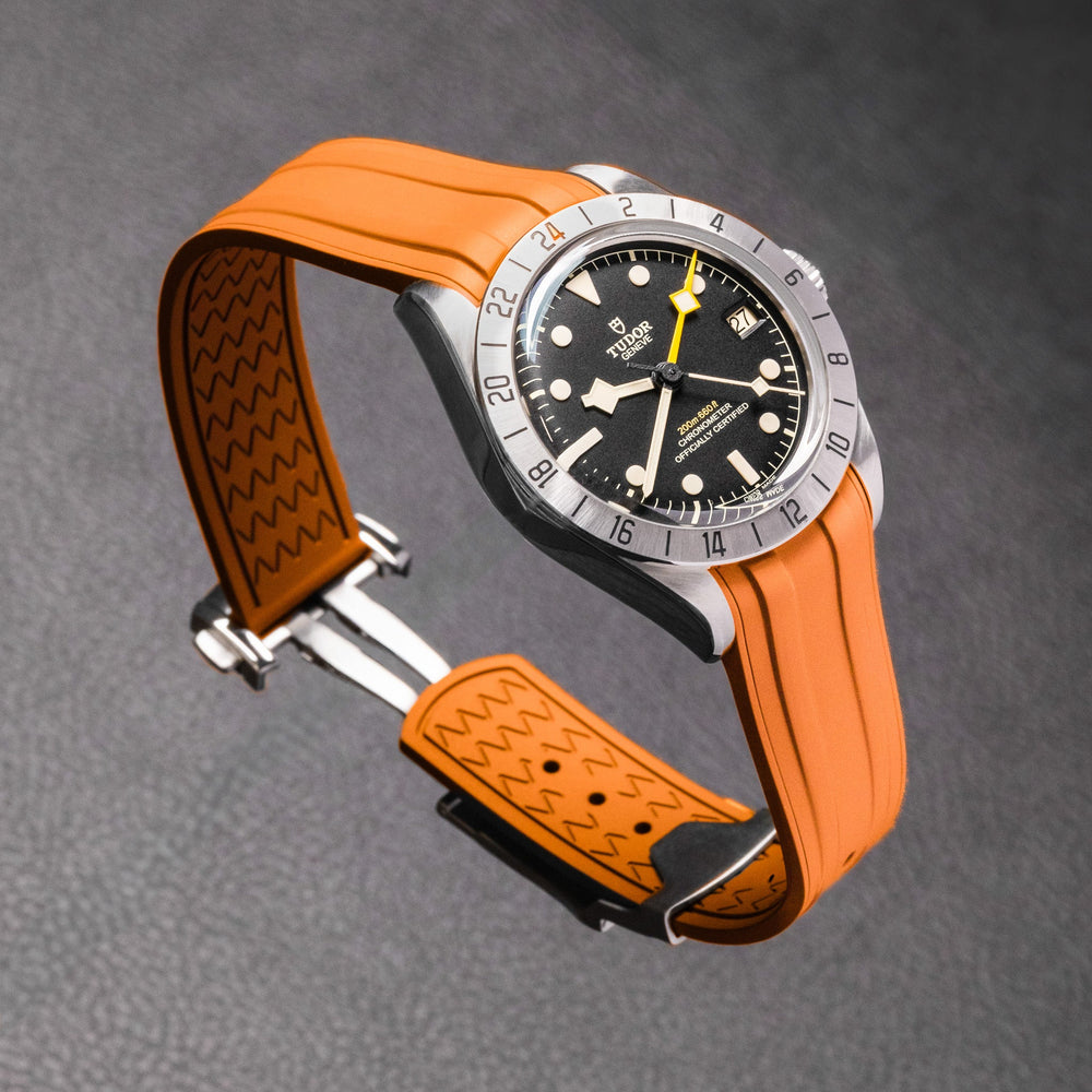 Deployant FKM Strap for Tudor Black Bay PRO - Buoy Orange - Anchor Strap Co.