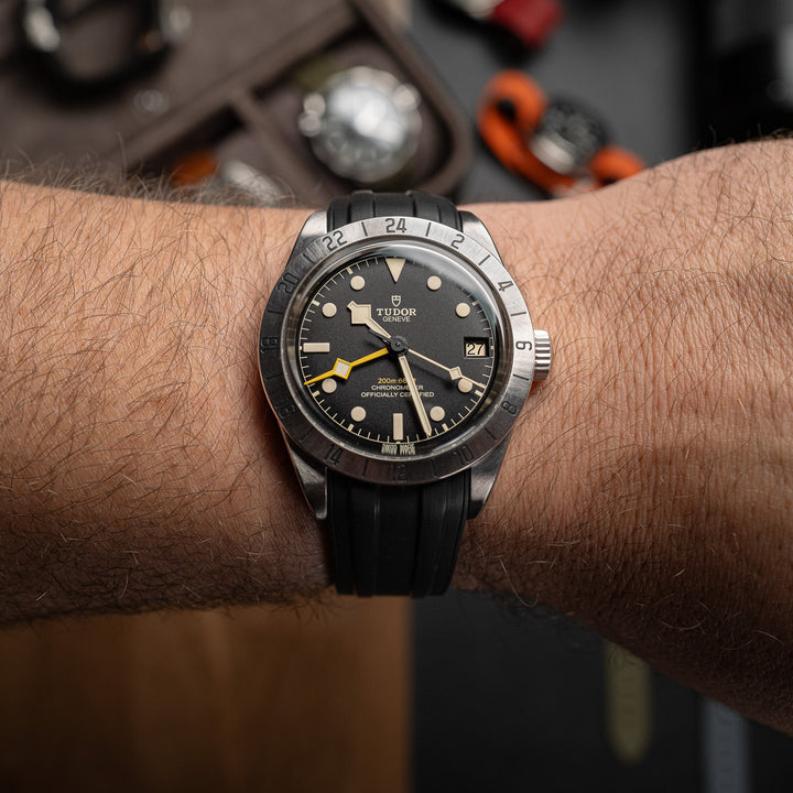Deployant FKM Strap for Tudor Black Bay PRO - Jet Black - Anchor Strap Co.