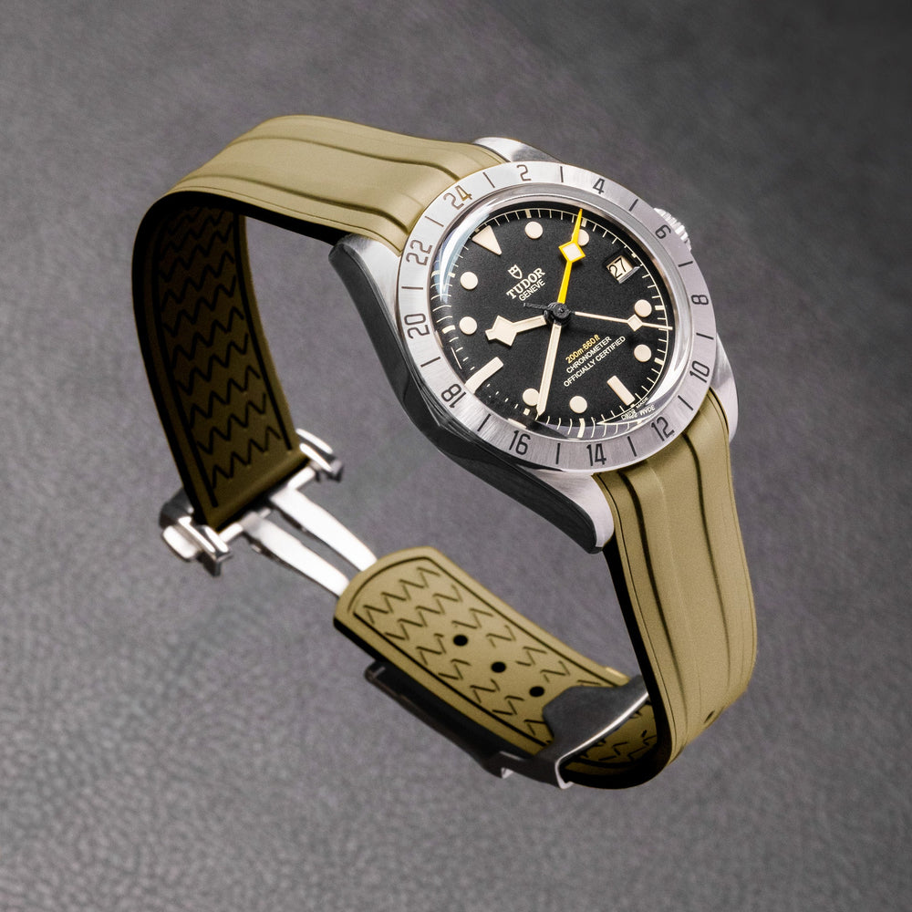Deployant FKM Strap for Tudor Black Bay PRO - Sea Moss Green - Anchor Strap Co.