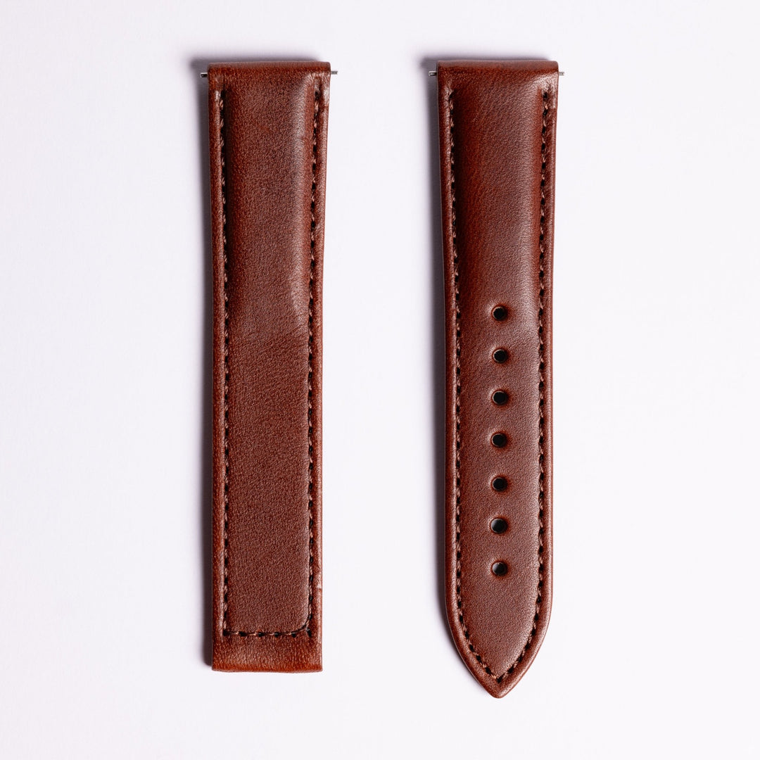 Deployant Italian Buttero Leather Strap - Chestnut - Anchor Strap Co.
