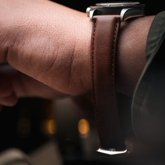Deployant Italian Buttero Leather Strap - Chestnut - Anchor Strap Co.