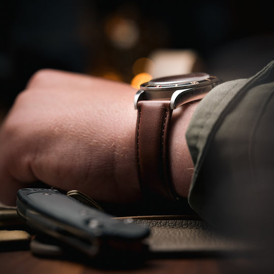 Deployant Italian Buttero Leather Strap - Chestnut - Anchor Strap Co.