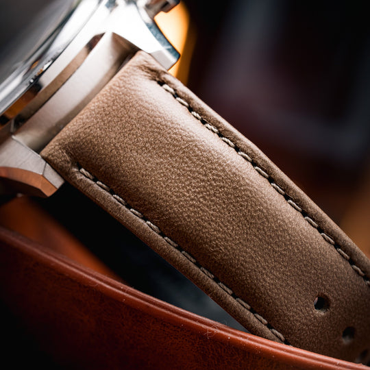 Deployant Italian Buttero Leather Strap - Storm Grey - Anchor Strap Co.
