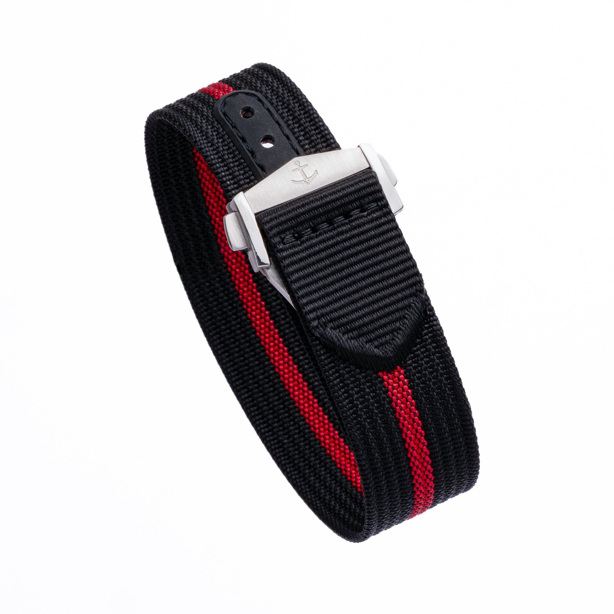 時計 ANCHOR Black Deployant Nylon Strap 18mm Deployant Nylon™ MkIII - Black & Red – Anchor Strap Co.