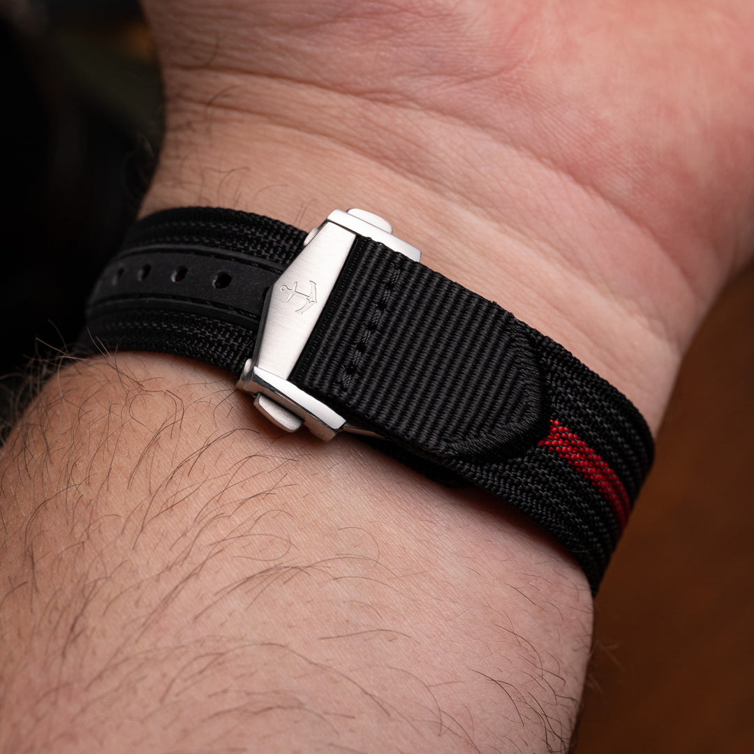 Deployant Nylon Strap MkIII - Black & Red - Anchor Strap Co.
