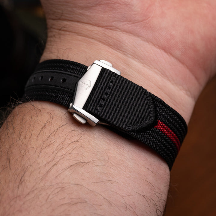 Deployant Nylon Strap MkIII - Black &amp; Red - Anchor Strap Co.