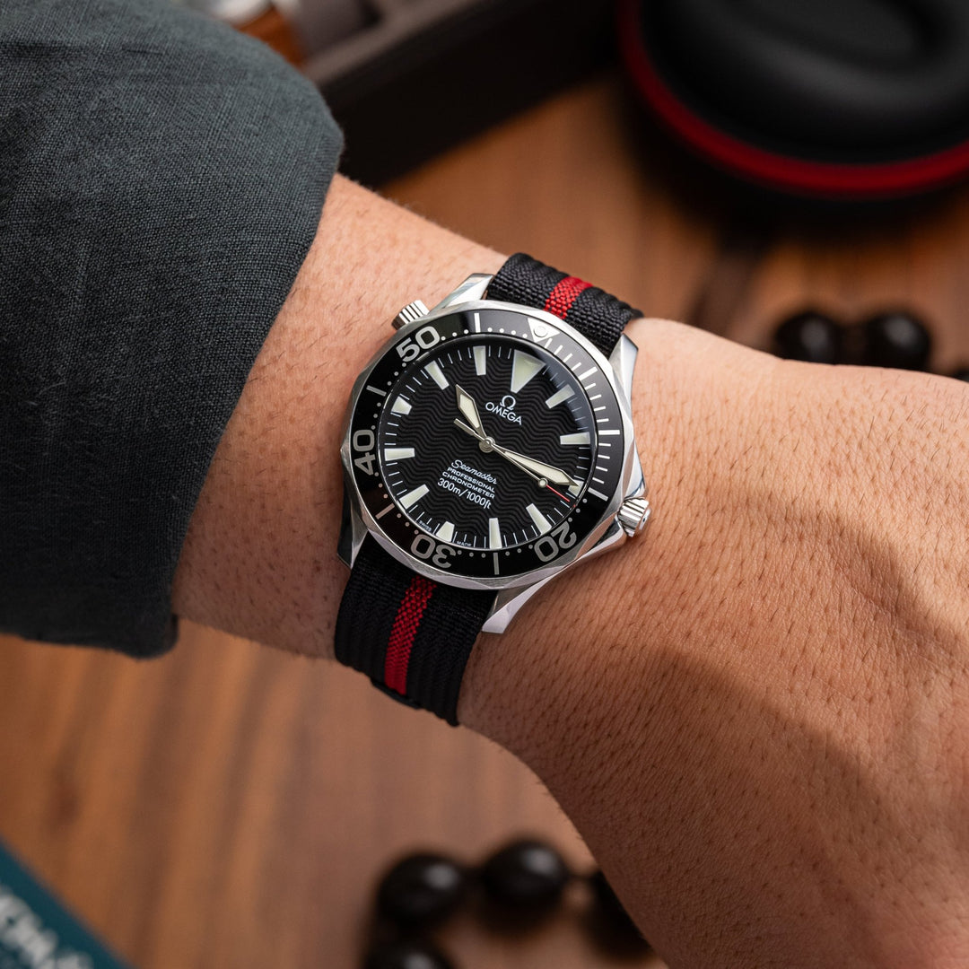 Deployant Nylon Strap MkIII - Black & Red - Anchor Strap Co.