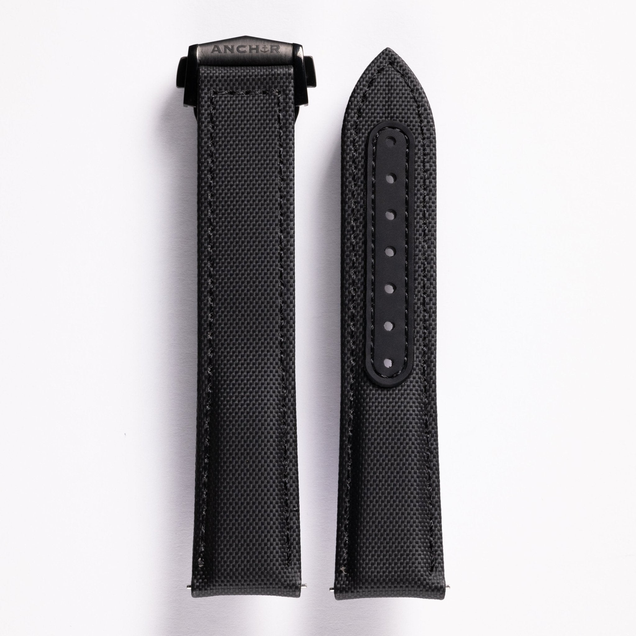 Jet Black Deployant Sailcloth Strap - Anchor Strap Co.