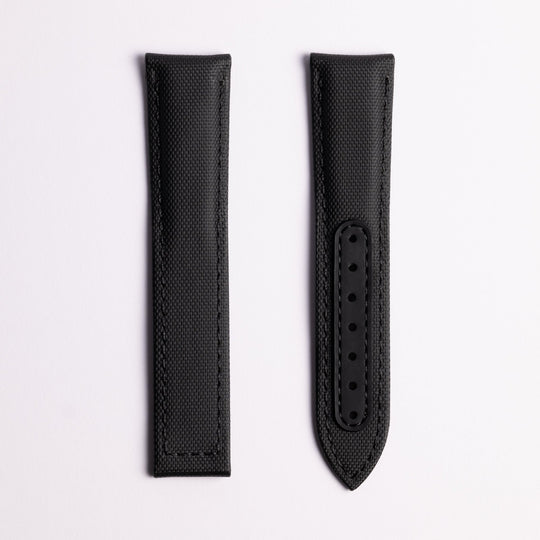 Jet Black Deployant Sailcloth Strap - Anchor Strap Co.