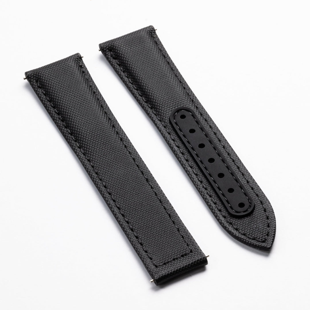 Jet Black Deployant Sailcloth Strap - Anchor Strap Co.