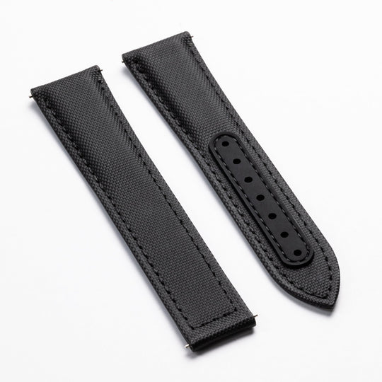 Jet Black Deployant Sailcloth Strap - Anchor Strap Co.