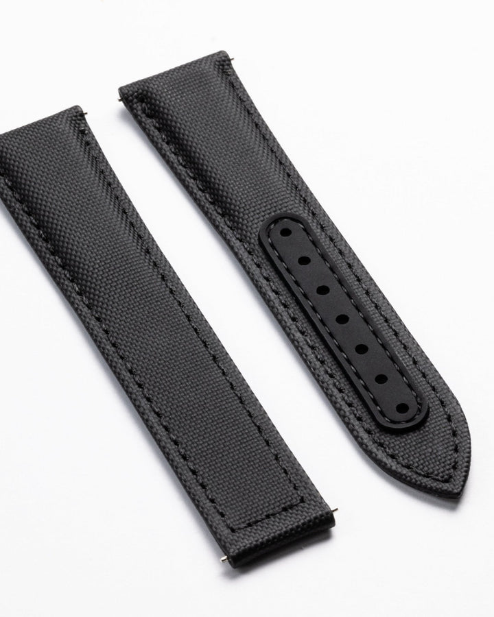 Jet Black Deployant Sailcloth Strap - Anchor Strap Co.