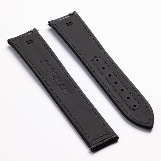 Jet Black Deployant Sailcloth Strap - Anchor Strap Co.