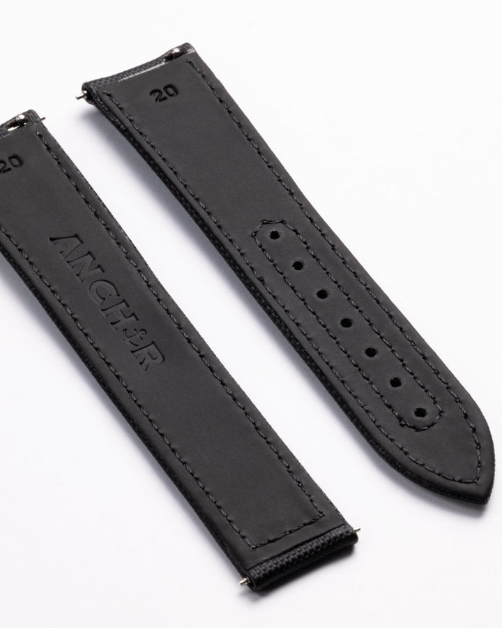Jet Black Deployant Sailcloth Strap - Anchor Strap Co.