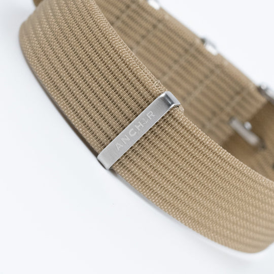 Khaki Ribbed Nylon Strap - Anchor Strap Co.