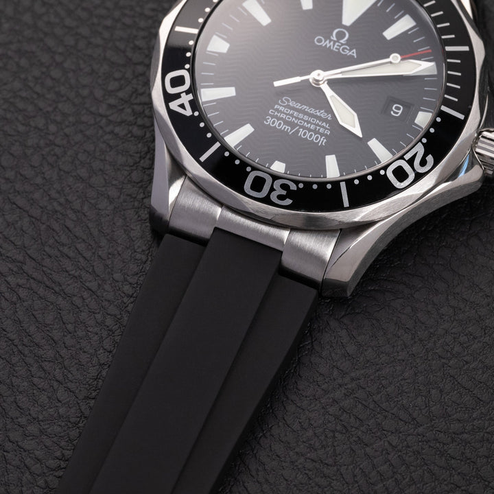 Kumamoto™ CTS End - Link Rubber Strap for 41mm Omega Seamaster - Black - Anchor Strap Co.