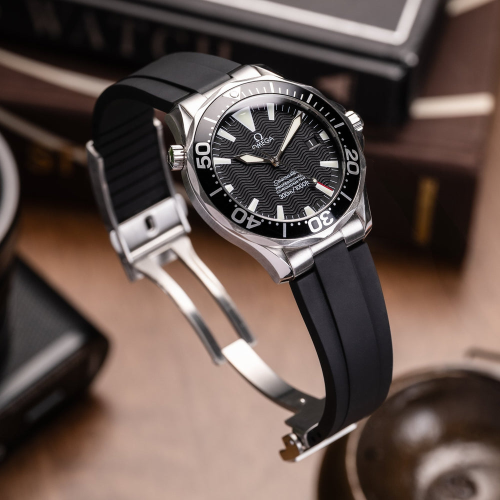 Kumamoto™ CTS End - Link Rubber Strap for 41mm Omega Seamaster - Black - Anchor Strap Co.