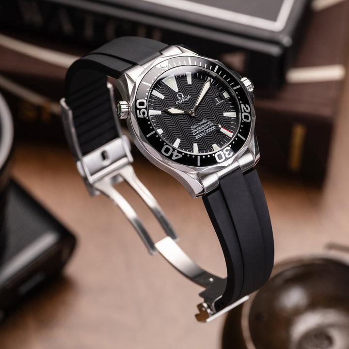 Kumamoto™ CTS End - Link Rubber Strap for 41mm Omega Seamaster - Black - Anchor Strap Co.