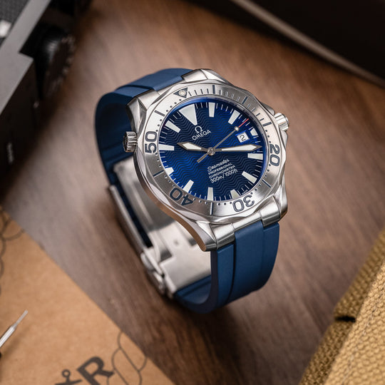 Kumamoto™ CTS End - Link Rubber Strap for 41mm Omega Seamaster - Navy - Anchor Strap Co.