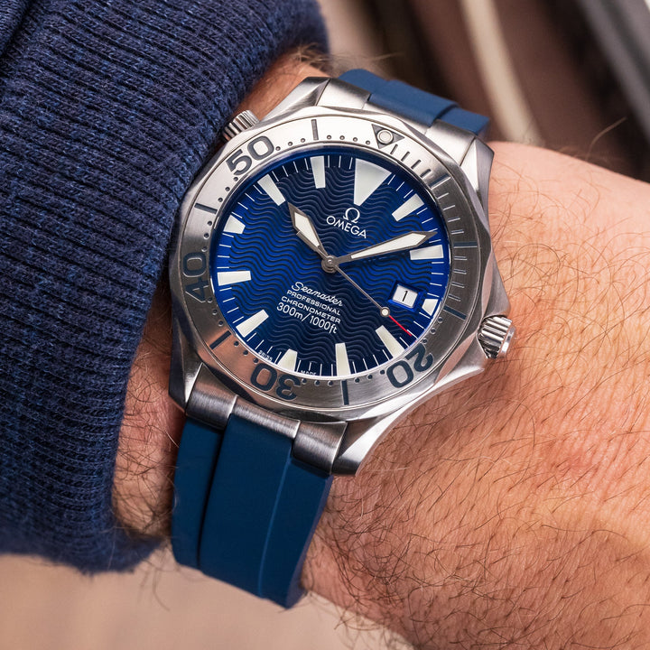 Kumamoto™ CTS End - Link Rubber Strap for 41mm Omega Seamaster - Navy - Anchor Strap Co.