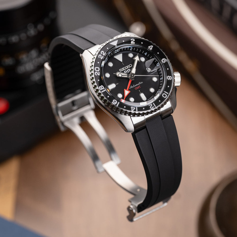 Kumamoto™ CTS End - Link Rubber Strap for Seiko SSK GMT - Black - Anchor Strap Co.