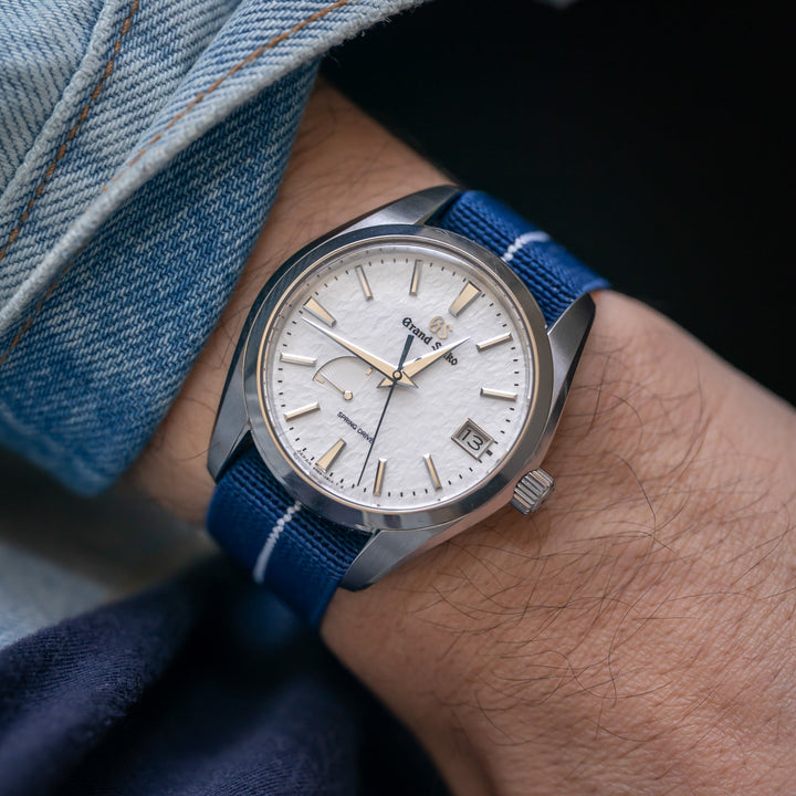 Navy &amp; White Deployant Elastic Strap - Anchor Strap Co.