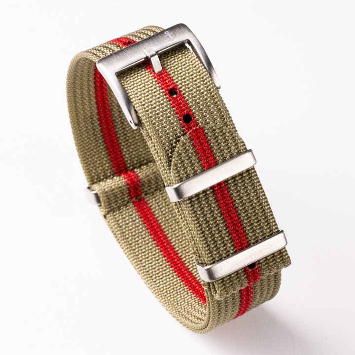 OD Green &amp; Red Ribbed Nylon Strap - Anchor Strap Co.
