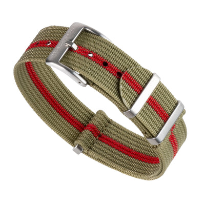 OD Green & Red Ribbed Nylon Strap