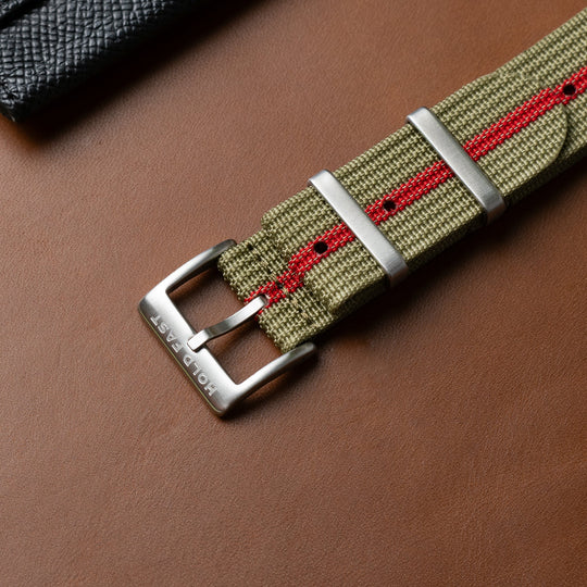 OD Green & Red Ribbed Nylon Strap - Anchor Strap Co.