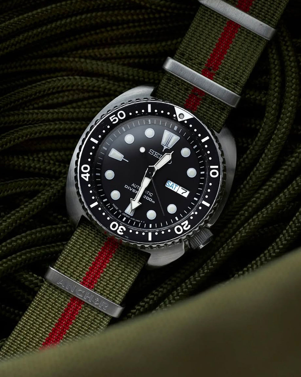 OD Green & Red Ribbed Nylon Strap - Anchor Strap Co.