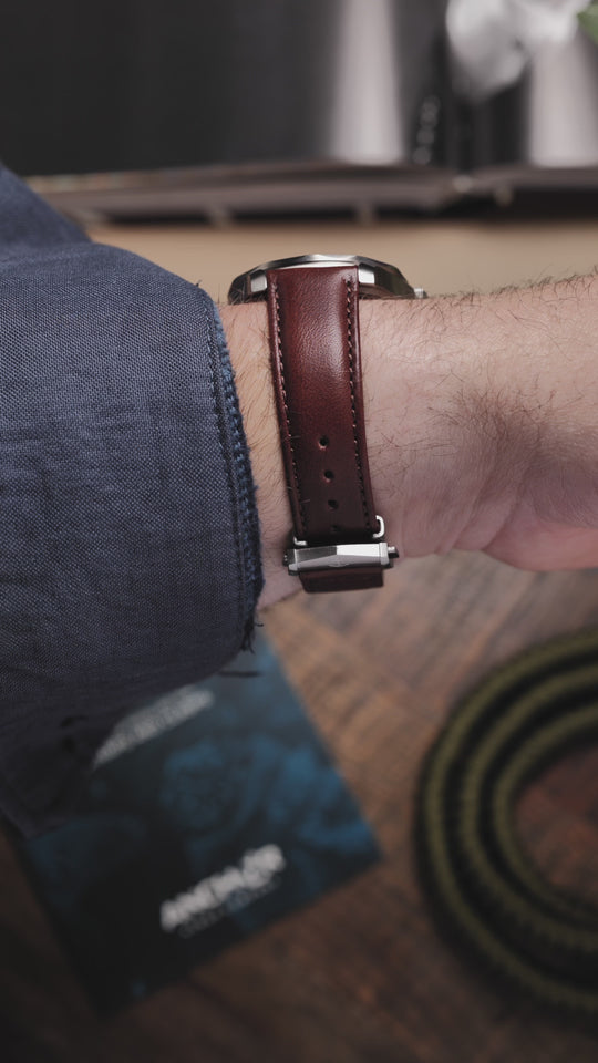 Deployant Italian Buttero Leather Strap - Chestnut