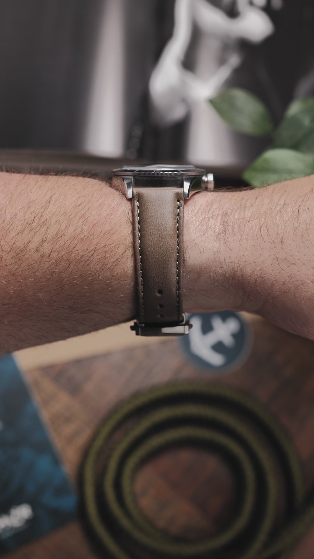 Deployant Italian Buttero Leather Strap - Storm Grey