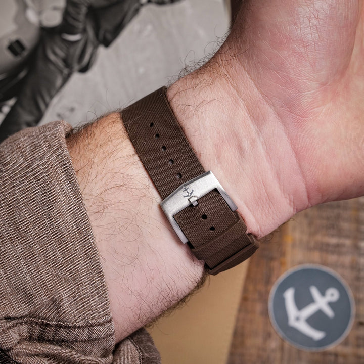 Single - Pass FKM Rubber Strap - Mahogany Brown - Anchor Strap Co.