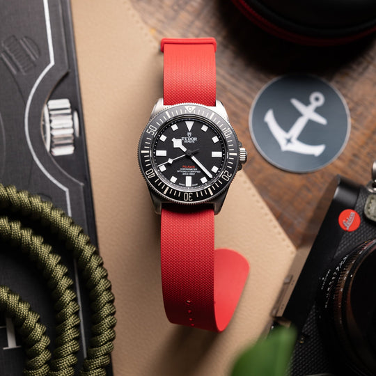 Single - Pass FKM Rubber Strap - Signal Red - Anchor Strap Co.