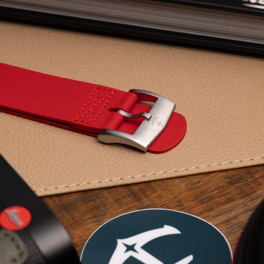 Single - Pass FKM Rubber Strap - Signal Red - Anchor Strap Co.