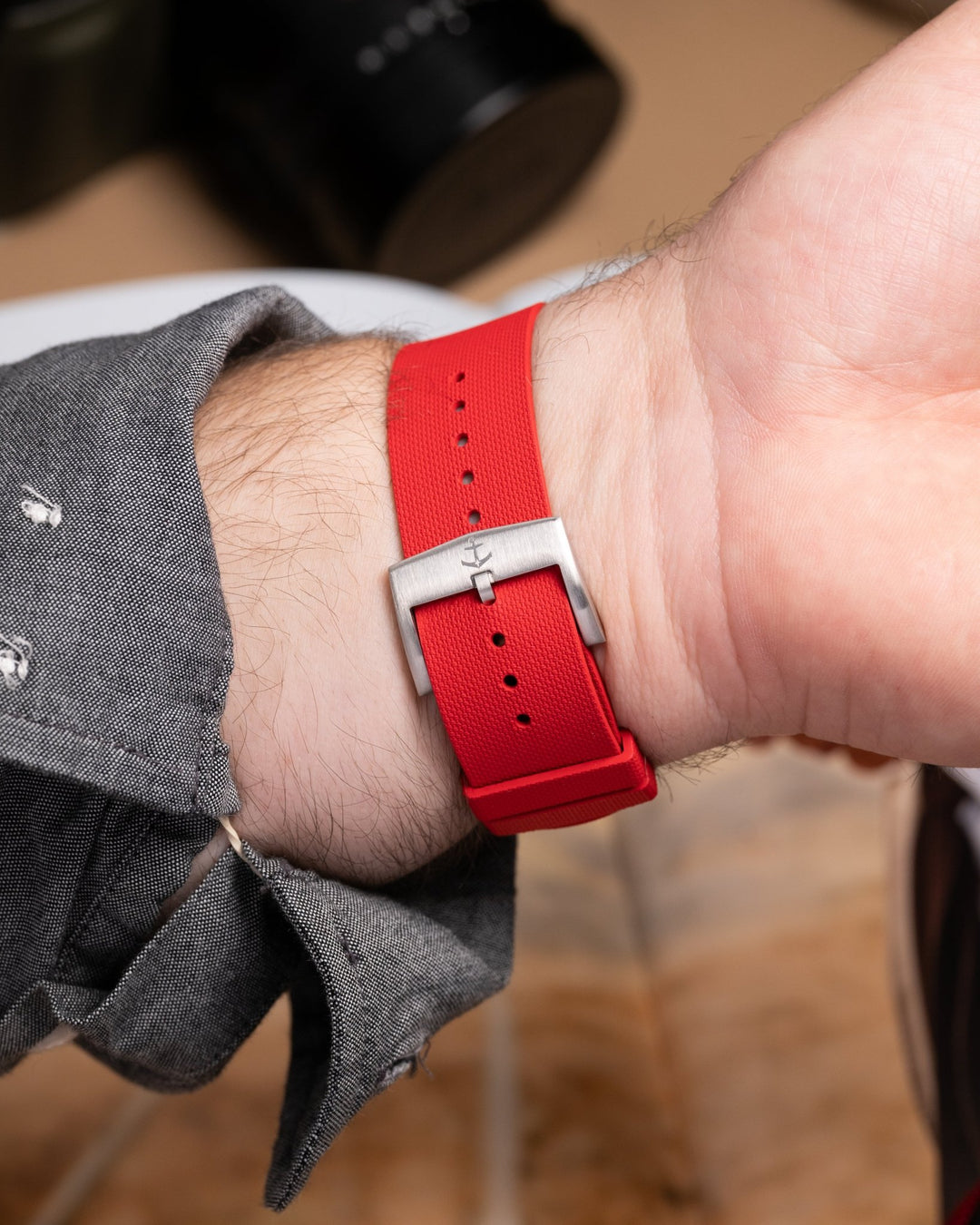 Single - Pass FKM Rubber Strap - Signal Red - Anchor Strap Co.